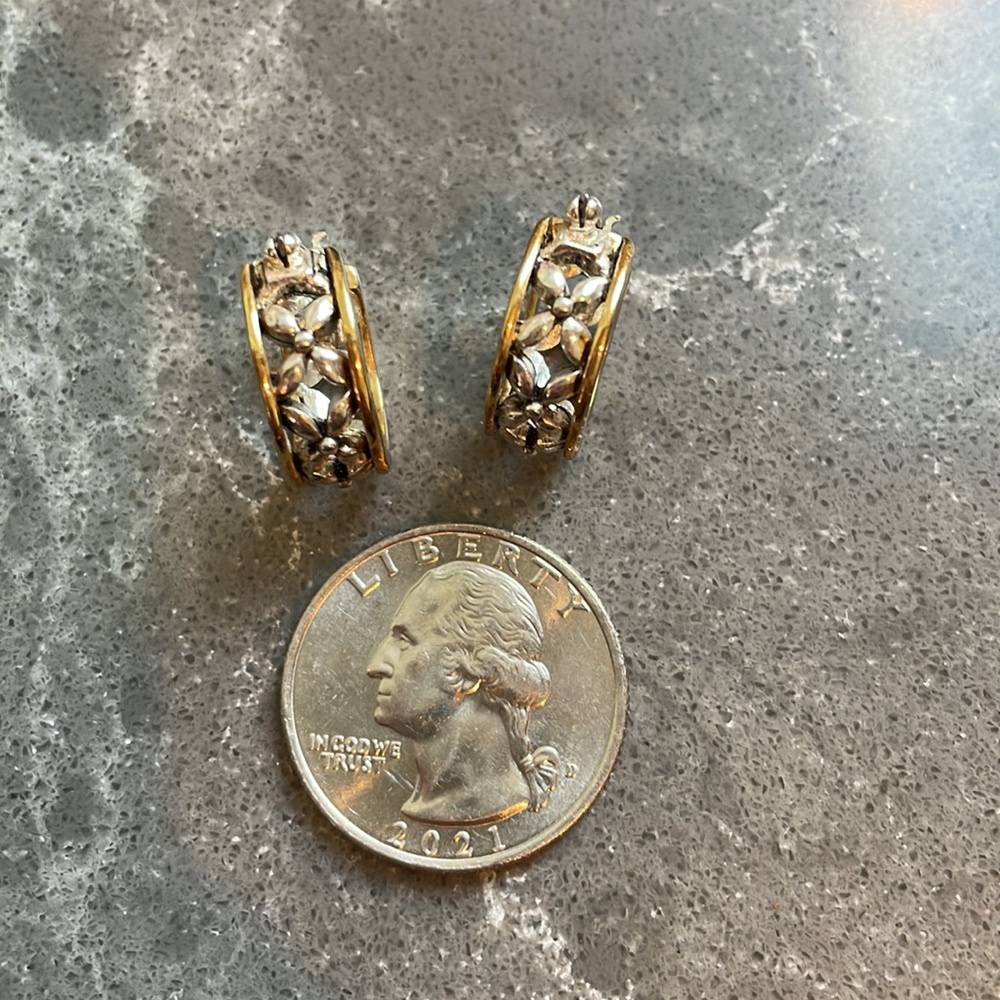 Napier Jewelry sterling silver and plated gold two-tone hoop earrings